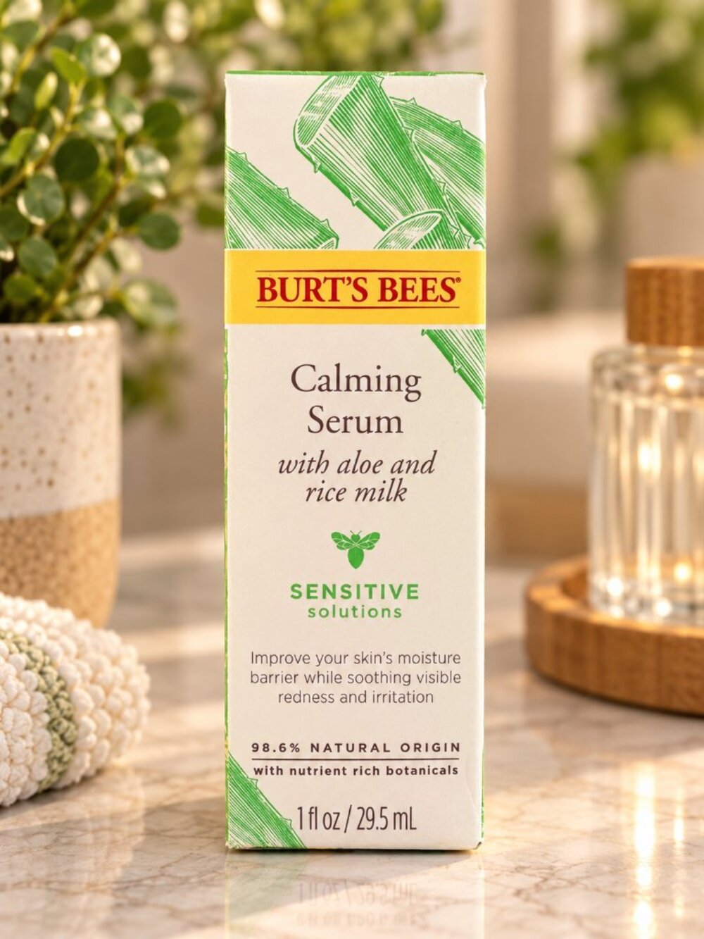 Burt's Bees Sensitive Solutions Calming Serum Aloe Rice Milk 1 oz New